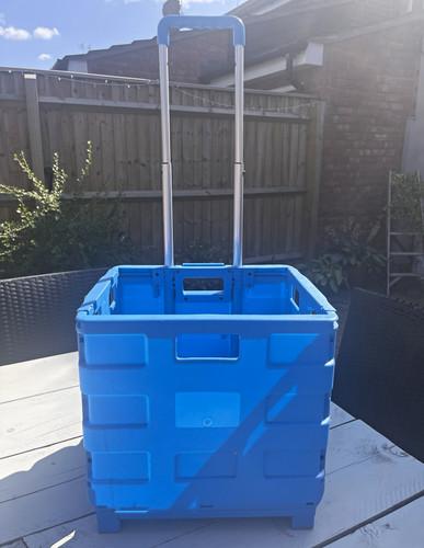 Blue foldable plastic trolley - foldable,