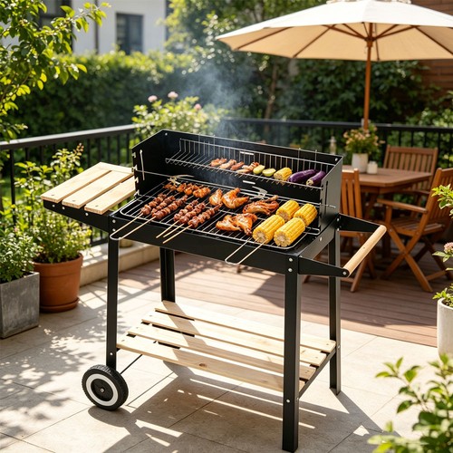 Charcoal bbq grill trolley - bbq,