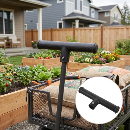Black plastic wagon handle - wagon,